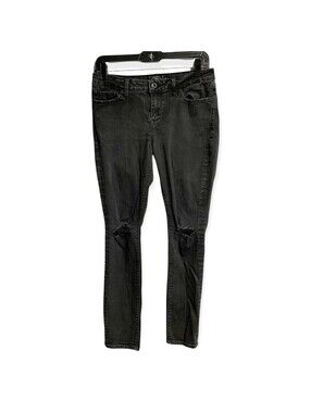 Lucky Brand Lolita Skinny Jeans Women 6/28 Black Distressed Knee Faded Denim